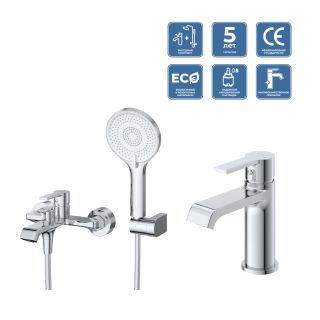 Комплект смесителей для ванной комнаты BelBagno AURORA-VASM/LVM-CRM хром